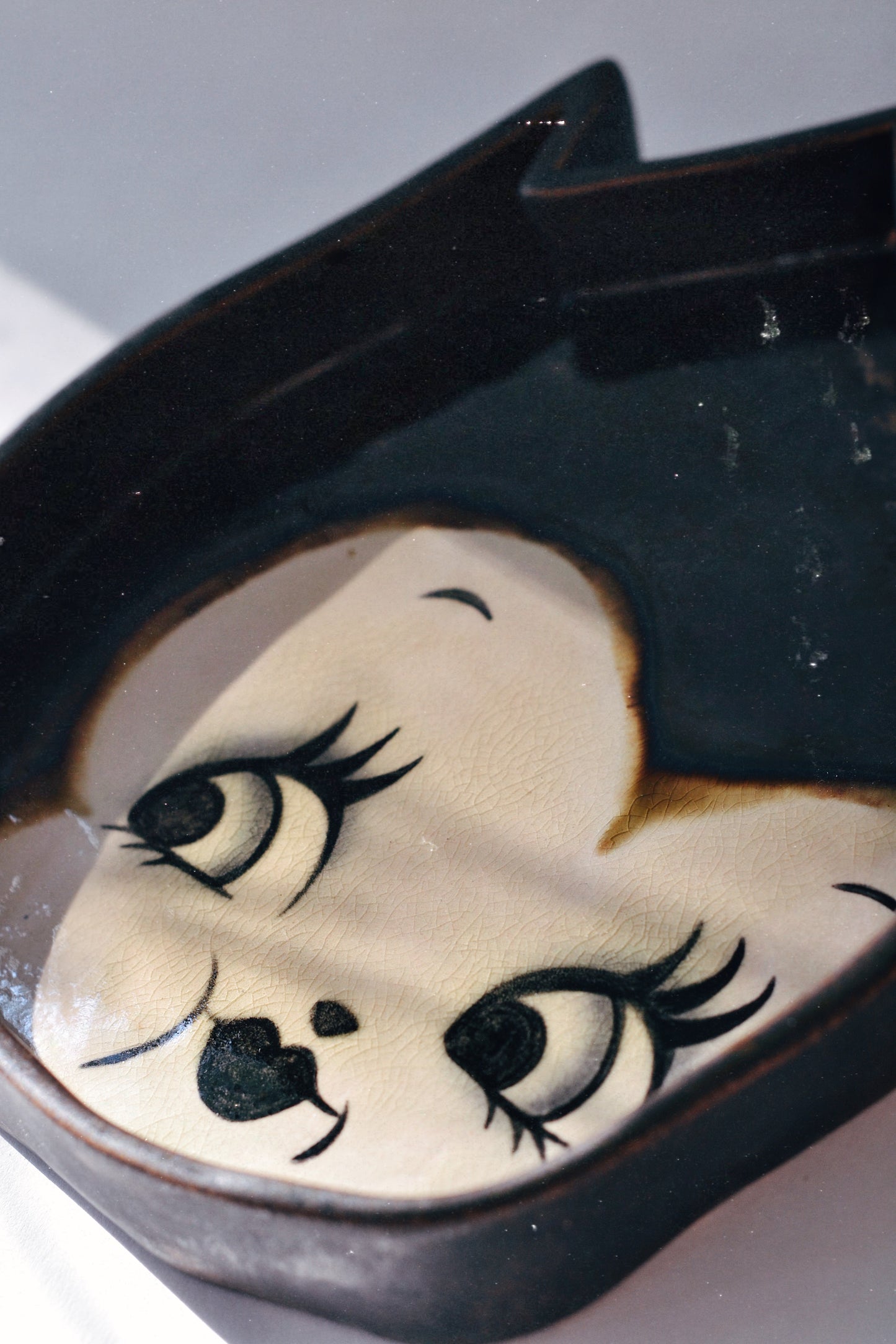 Vintage Devil Kewpie Trinket Dish — Crackle Glazed Ceramic Organizer
