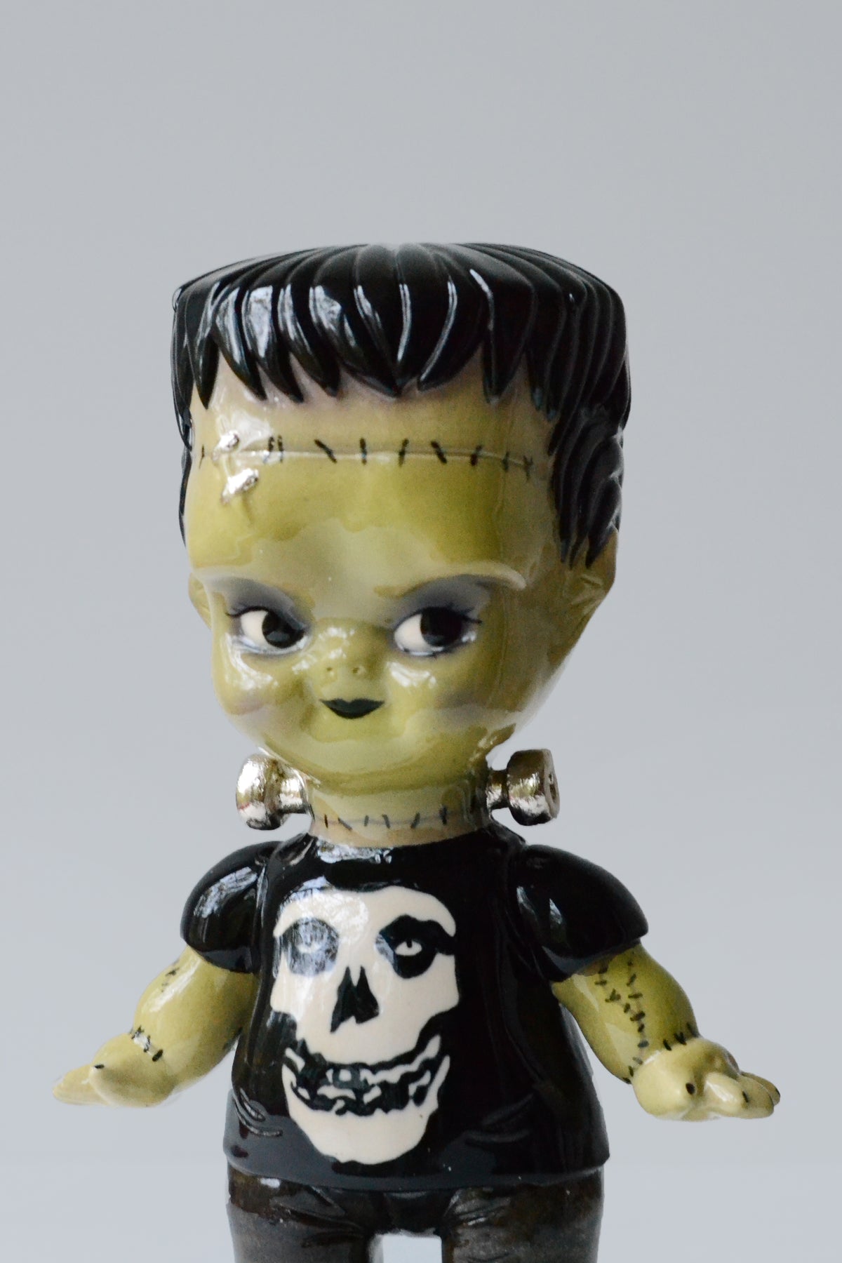 Frankenstein Kewpie Doll Figurine — Glossy Ceramic Sculpture