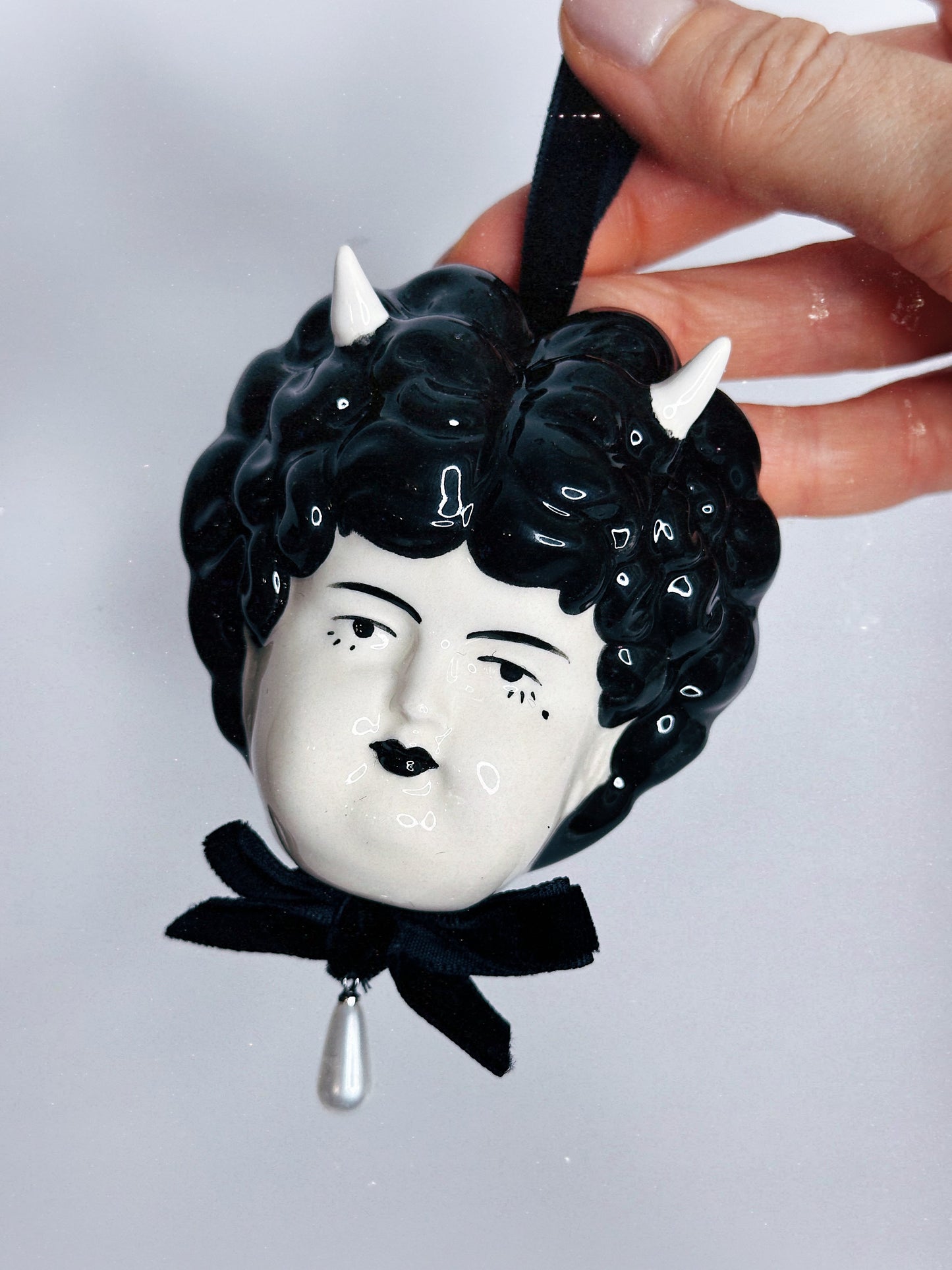 Vintage doll hanging charm — Hanging Ceramic Decoration