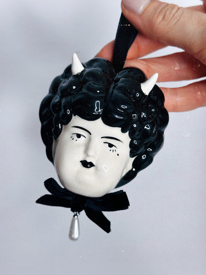 Vintage doll hanging charm — Hanging Ceramic Decoration