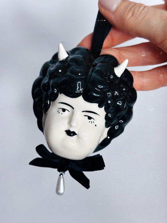 Vintage doll hanging charm — Hanging Ceramic Decoration