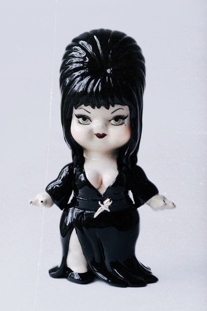 Elvira Kewpie Doll Figurine — Glossy Ceramic Sculpture