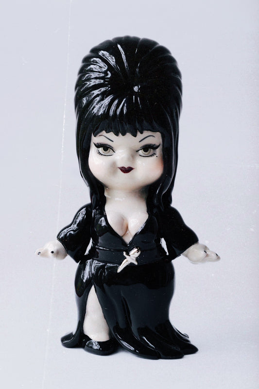 Elvira Kewpie Doll Figurine — Glossy Ceramic Sculpture