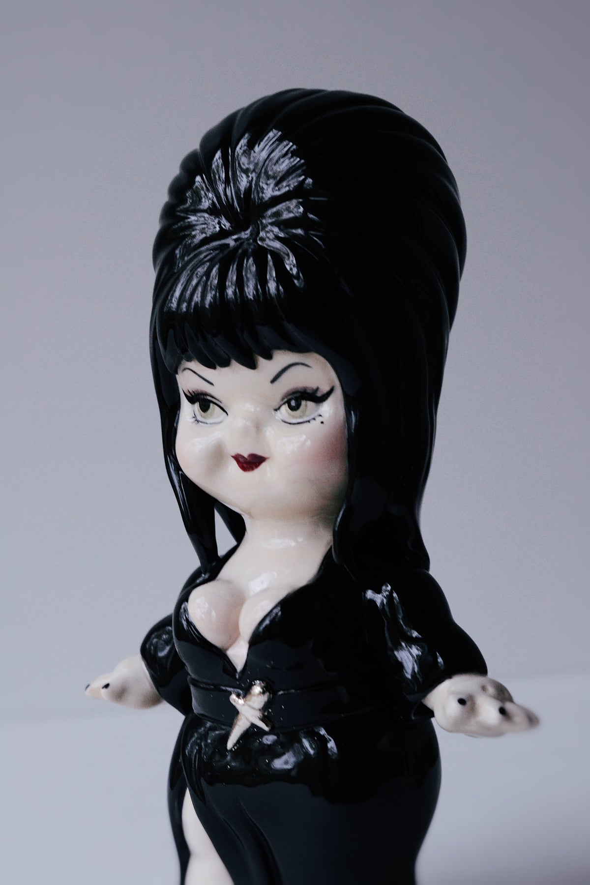 Elvira Kewpie Doll Figurine — Glossy Ceramic Sculpture