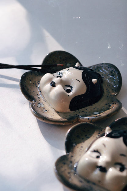 Horned  Kewpie Incense Holder — Flower Ceramic Burner