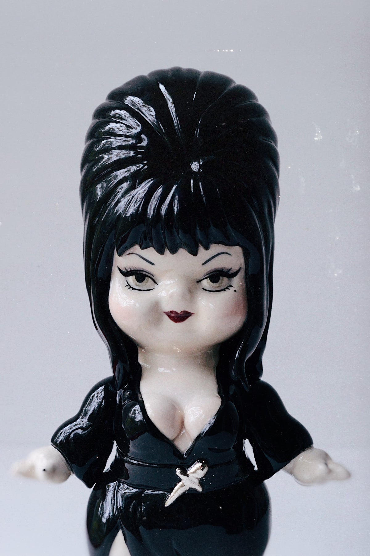 Elvira Kewpie Doll Figurine — Glossy Ceramic Sculpture