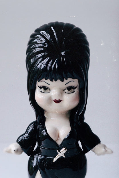 Elvira Kewpie Doll Figurine — Glossy Ceramic Sculpture