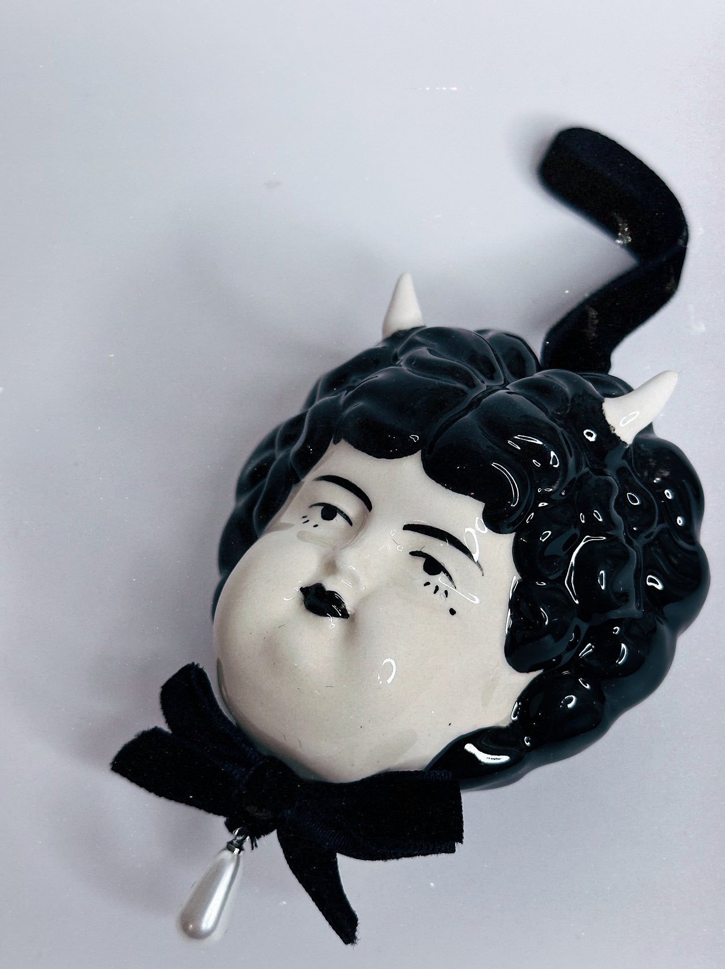 Vintage doll hanging charm — Hanging Ceramic Decoration