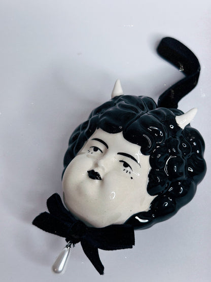 Vintage doll hanging charm — Hanging Ceramic Decoration