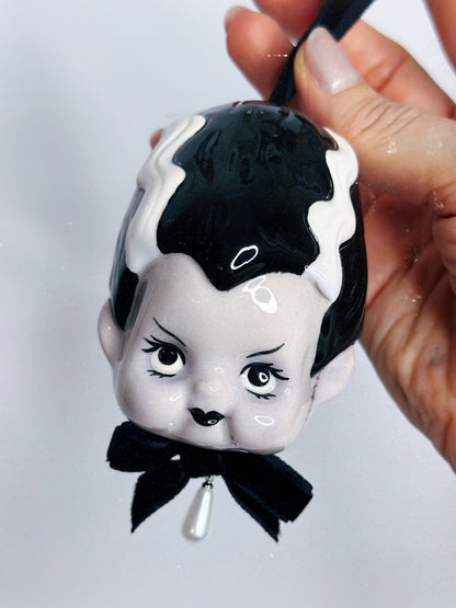 Bride of Frankenstein Kewpie Charm — Hanging Ceramic Decoration