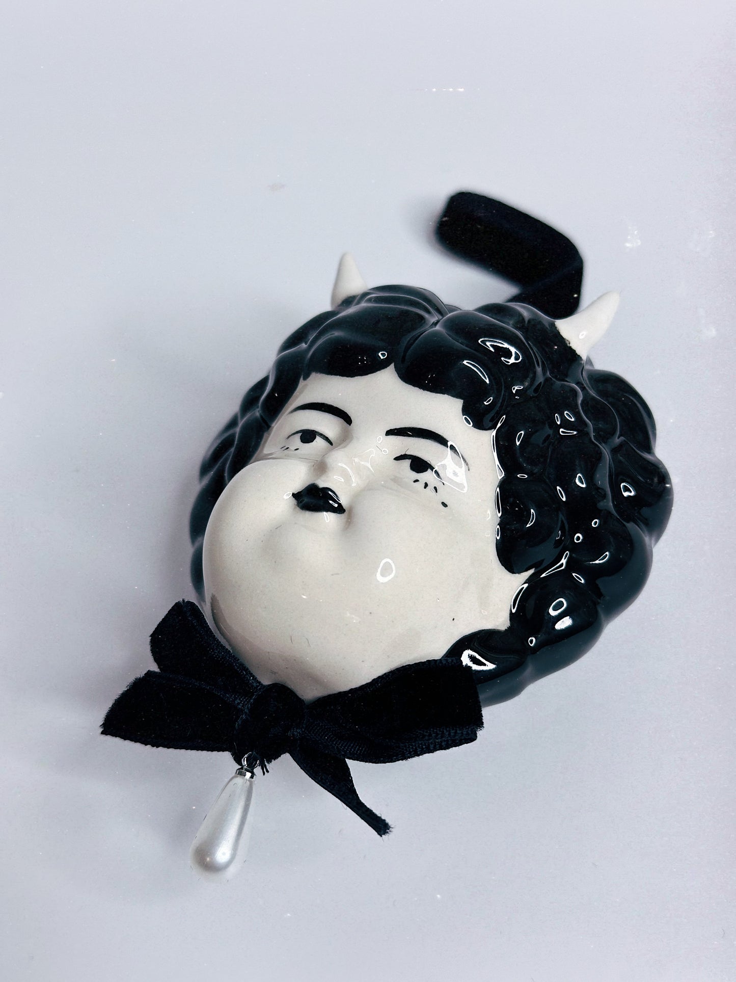 Vintage doll hanging charm — Hanging Ceramic Decoration