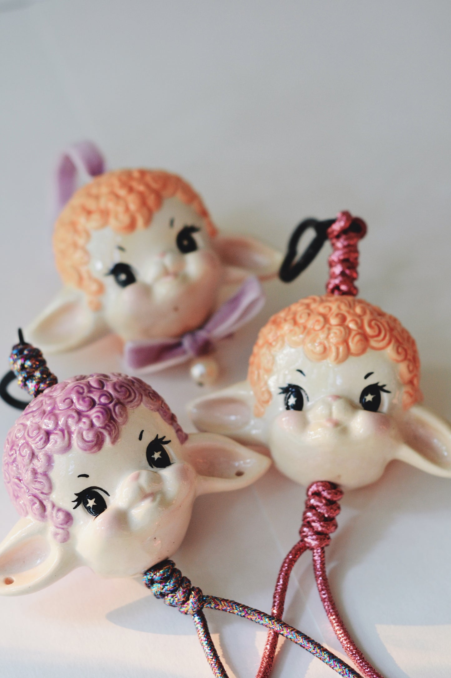 Lavender Lamb Doll Charm — Ceramic Hanging Decoration
