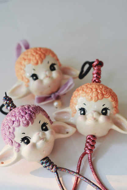 Lavender Lamb Doll Charm — Ceramic Hanging Decoration
