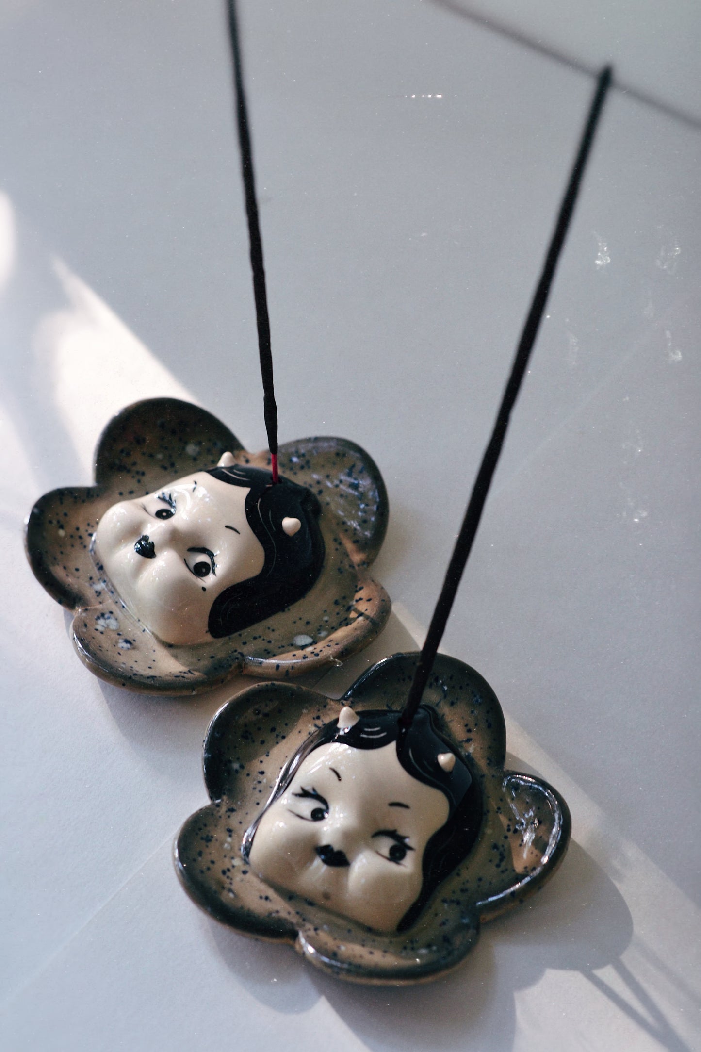 Horned  Kewpie Incense Holder — Flower Ceramic Burner