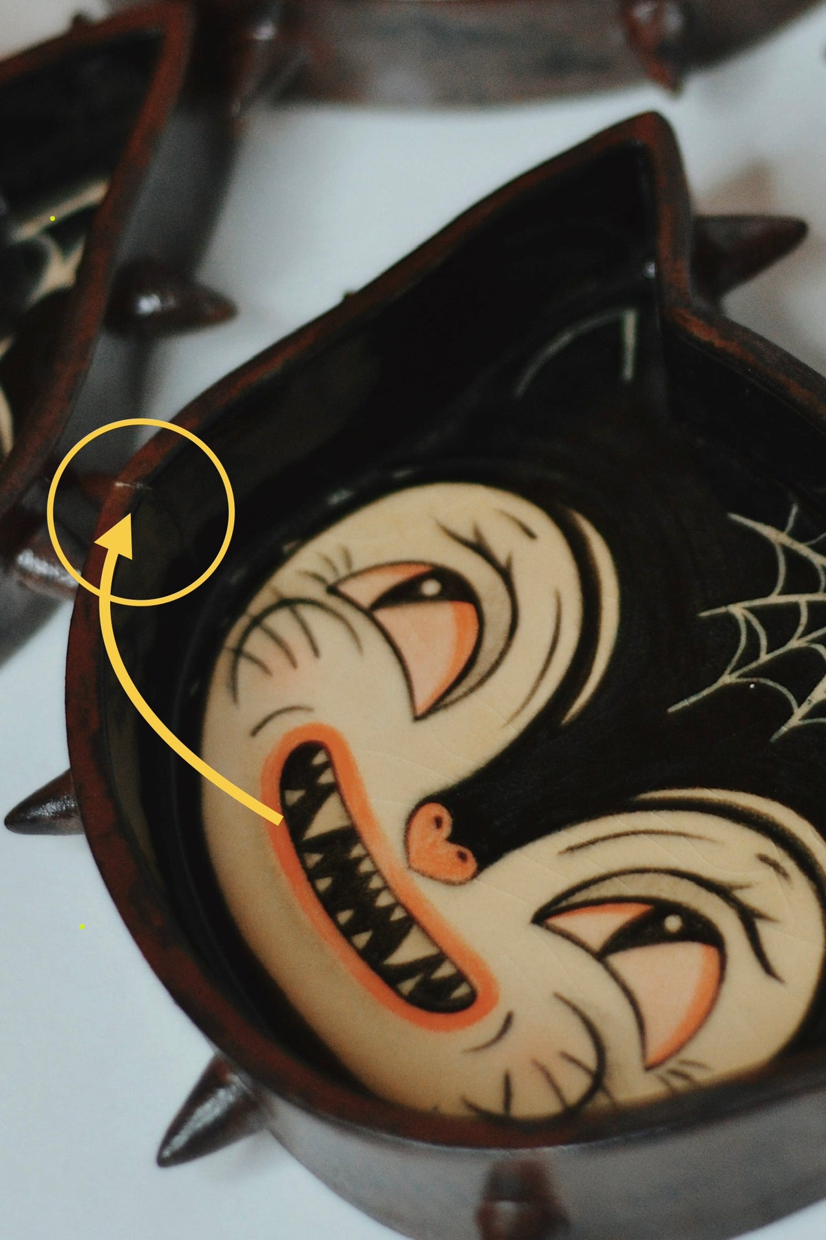 Vintage Halloween Cat Spiked Plate — Black & White Cat (Imperfect)
