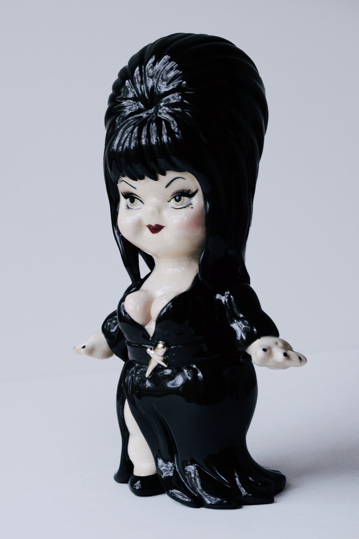 Elvira Kewpie Doll Figurine — Glossy Ceramic Sculpture