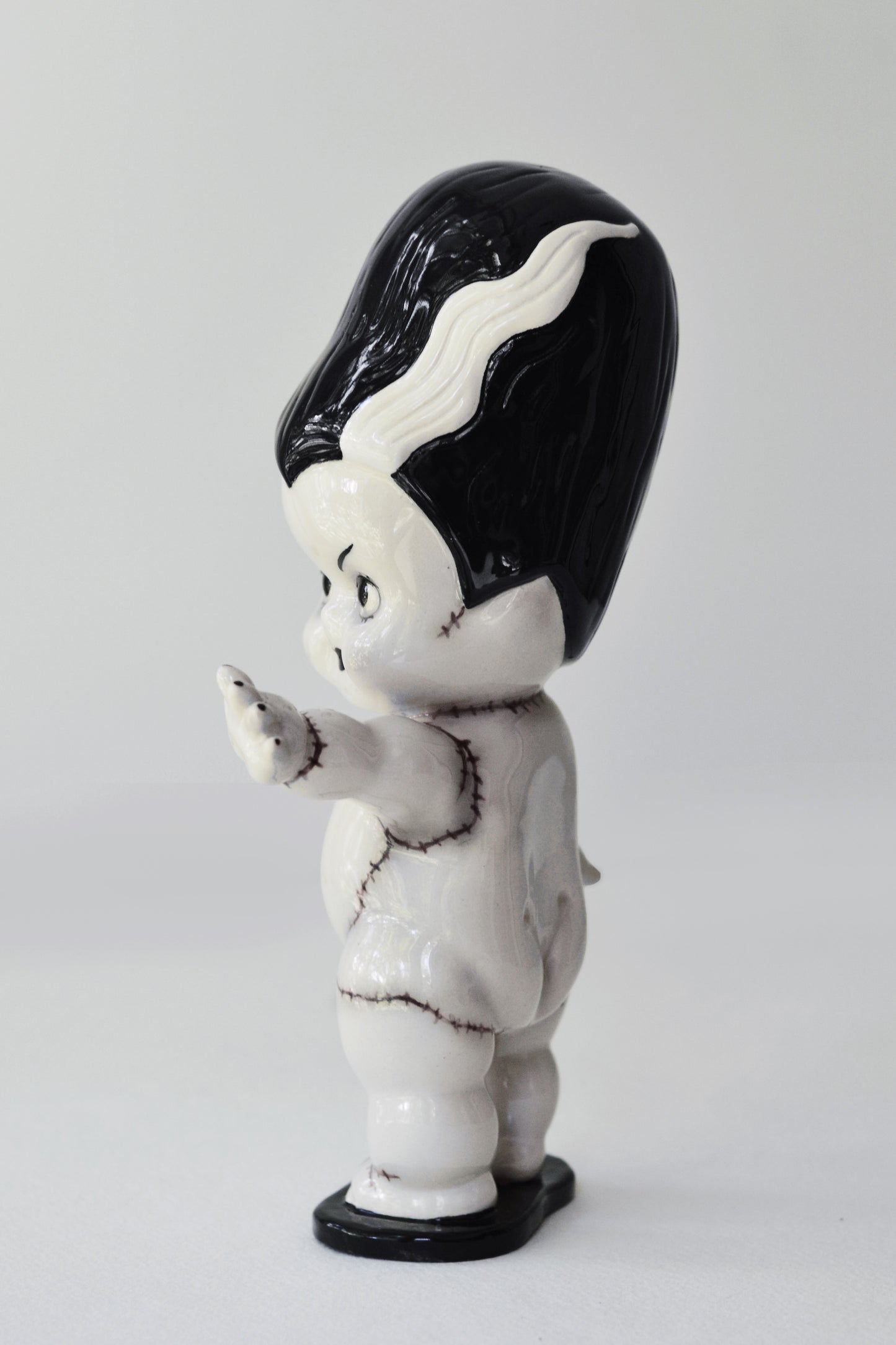 Bride of Frankenstein Kewpie Doll Figurine — Glossy Ceramic Sculpture