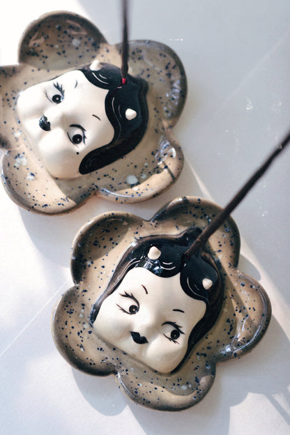 Horned  Kewpie Incense Holder — Flower Ceramic Burner