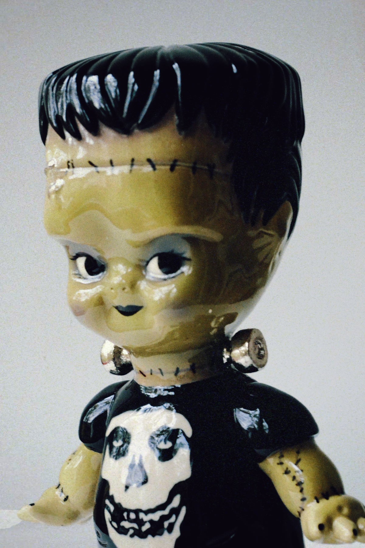 Frankenstein Kewpie Doll Figurine — Glossy Ceramic Sculpture