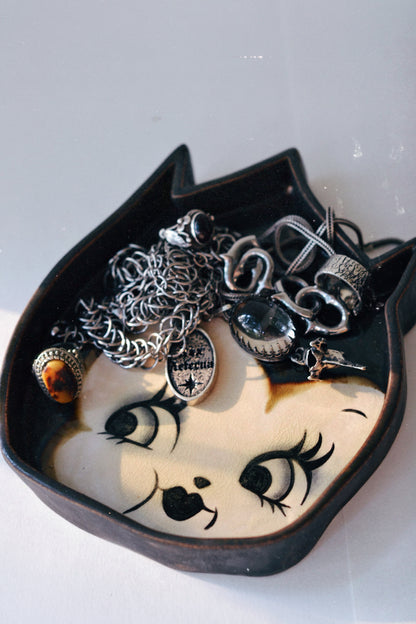Vintage Devil Kewpie Trinket Dish — Crackle Glazed Ceramic Organizer
