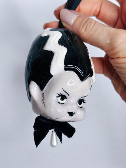 Bride of Frankenstein Kewpie Charm — Hanging Ceramic Decoration