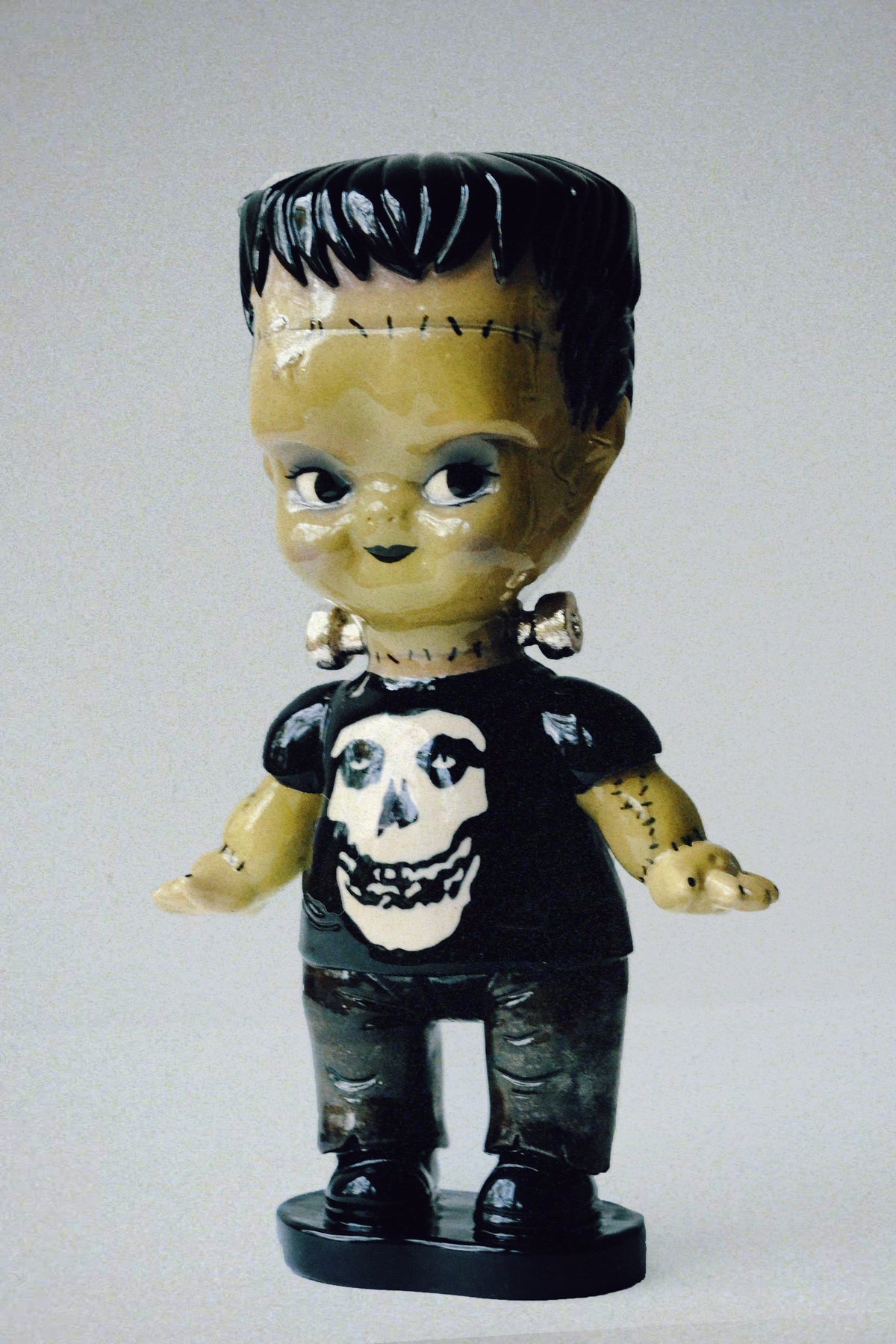 Frankenstein Kewpie Doll Figurine — Glossy Ceramic Sculpture