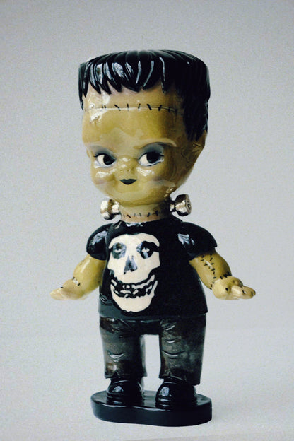 Frankenstein Kewpie Doll Figurine — Glossy Ceramic Sculpture
