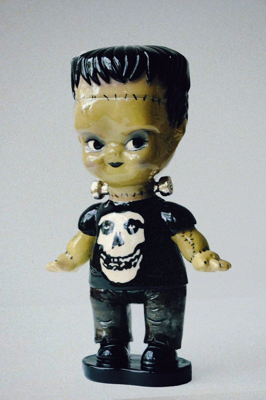 Frankenstein Kewpie Doll Figurine — Glossy Ceramic Sculpture