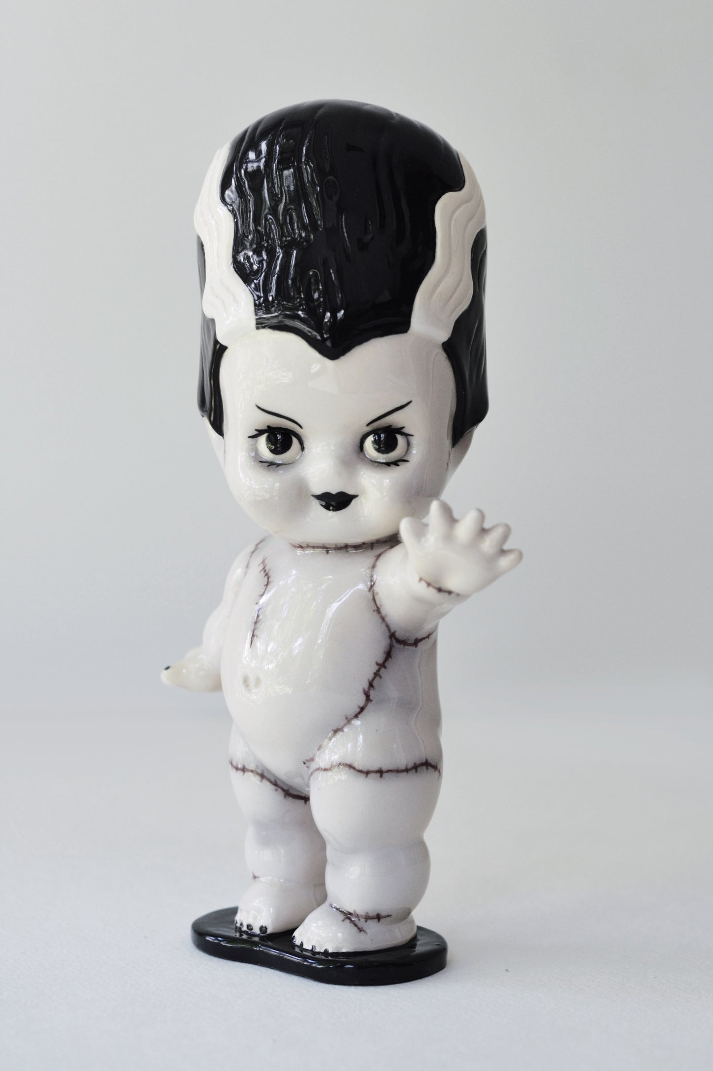 Bride of Frankenstein Kewpie Doll Figurine — Glossy Ceramic Sculpture