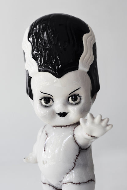 Bride of Frankenstein Kewpie Doll Figurine — Glossy Ceramic Sculpture