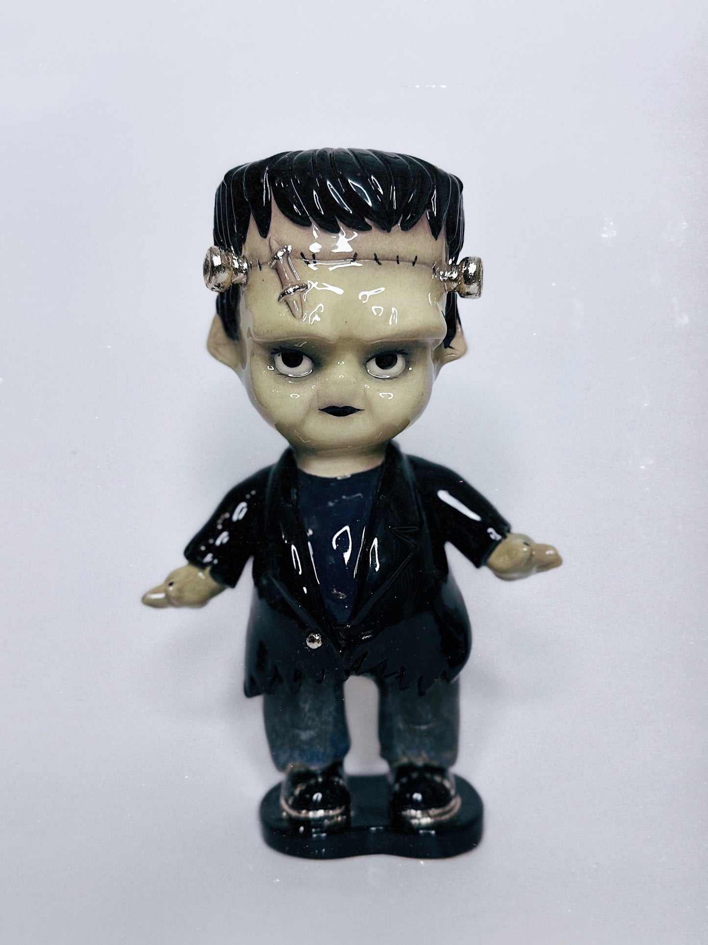 Frankenstein Kewpie Doll Figurine — Glossy Ceramic Sculpture