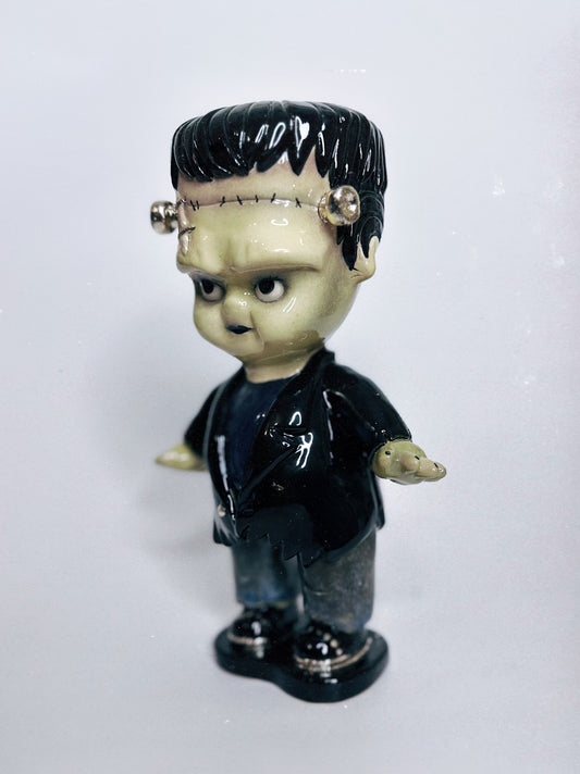 Frankenstein Kewpie Doll Figurine — Glossy Ceramic Sculpture