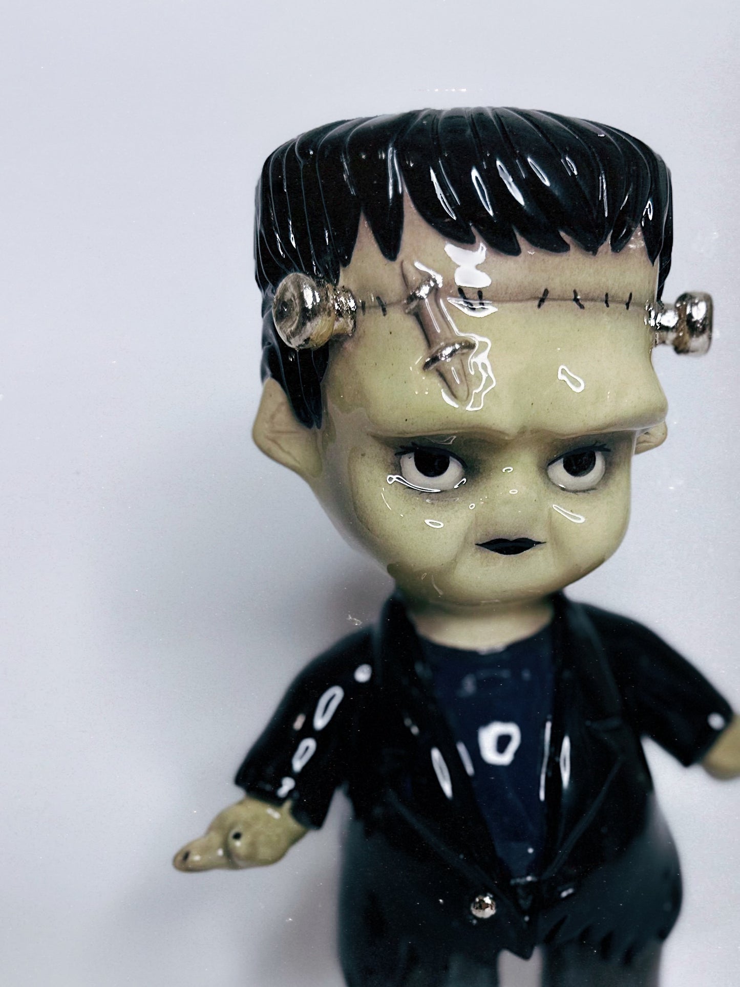 Frankenstein Kewpie Doll Figurine — Glossy Ceramic Sculpture