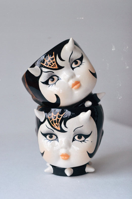 Horned Doll Mug — Gothic Ceramic Cup