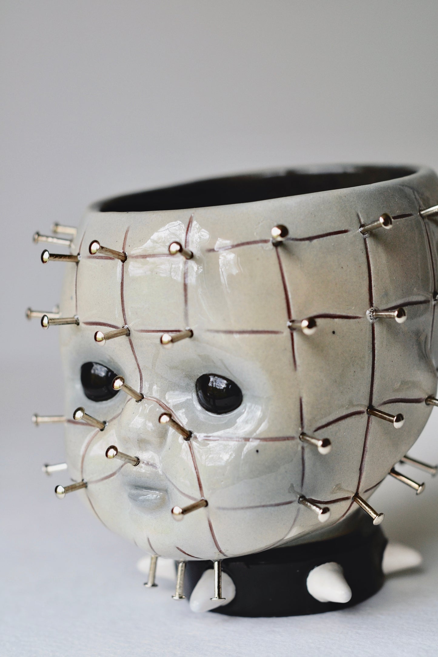 Pinhead Ceramic Vessel — Decorative Horror Object