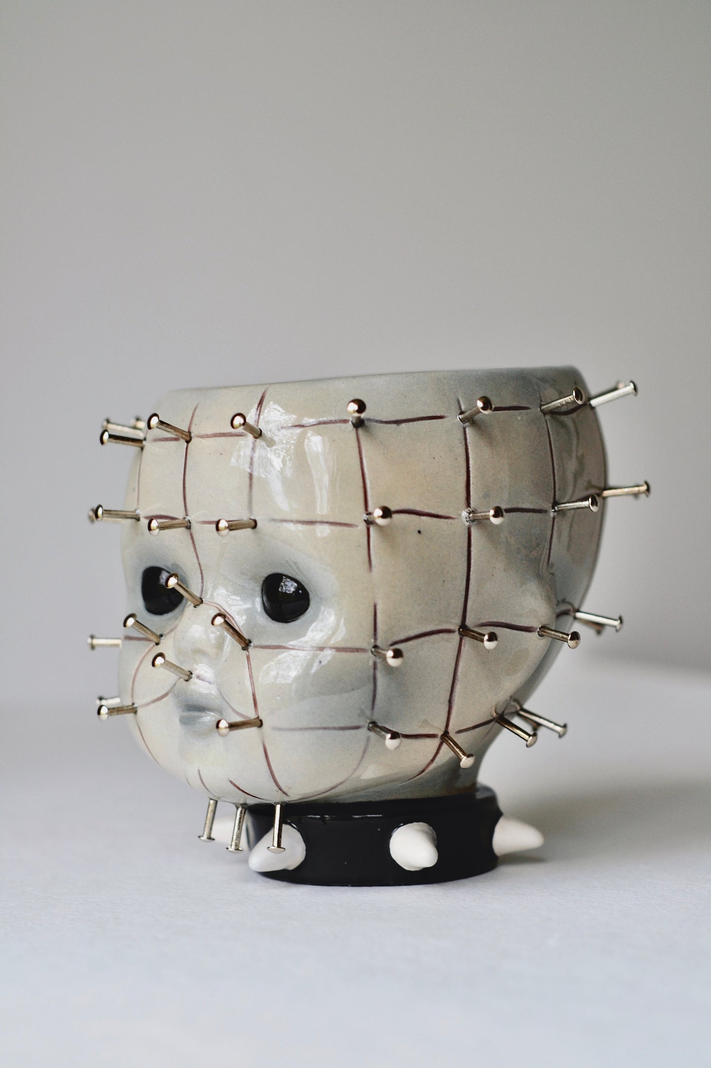 Pinhead Ceramic Vessel — Decorative Horror Object