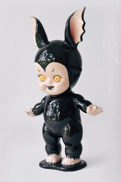 Bat Kewpie Doll Figurine — Glossy Ceramic Sculpture
