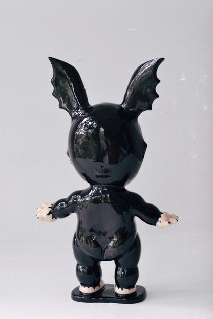 Bat Kewpie Doll Figurine — Glossy Ceramic Sculpture