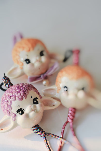 Lavender Lamb Doll Charm — Ceramic Hanging Decoration