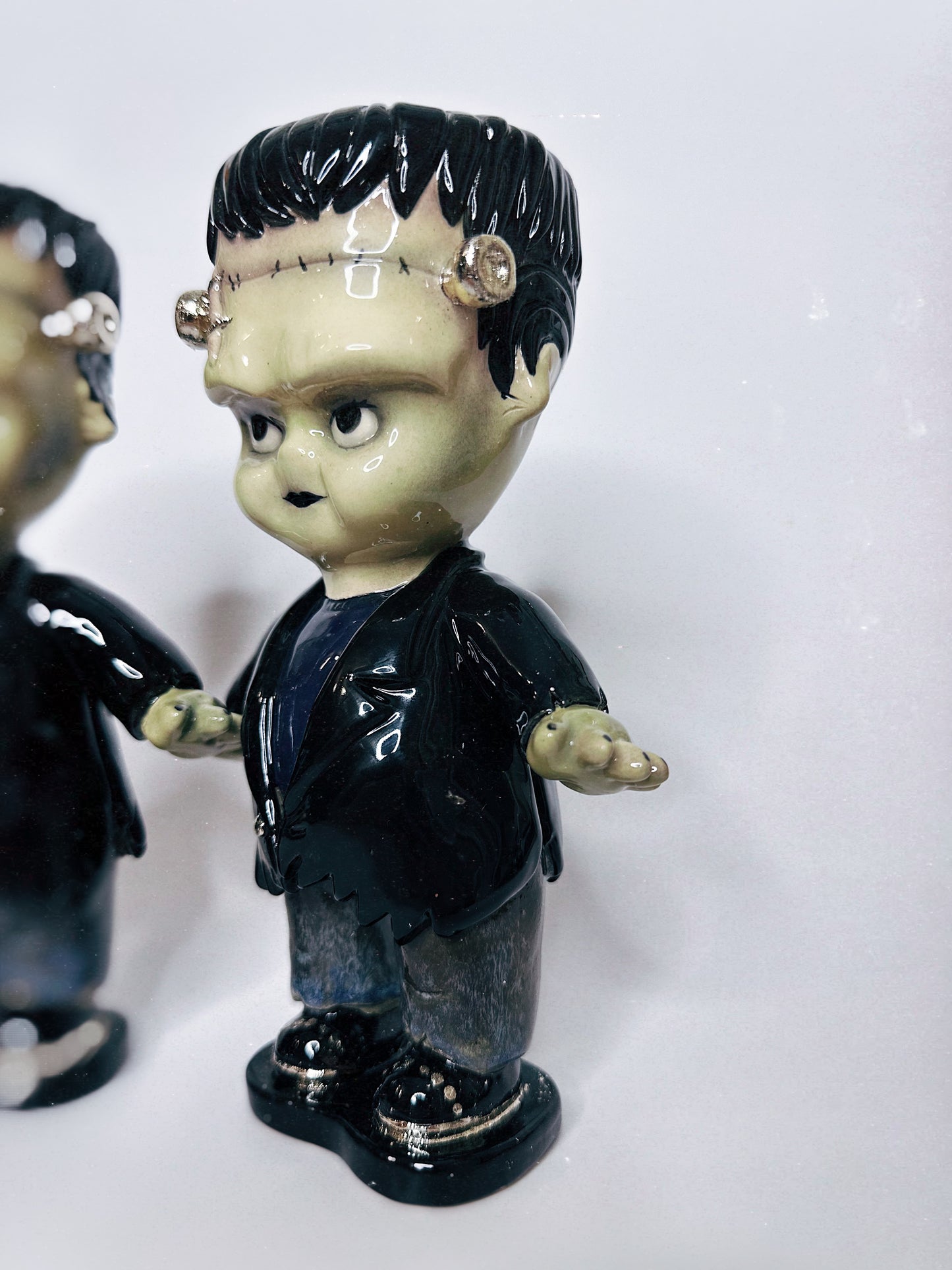 Frankenstein Kewpie Doll Figurine — Glossy Ceramic Sculpture