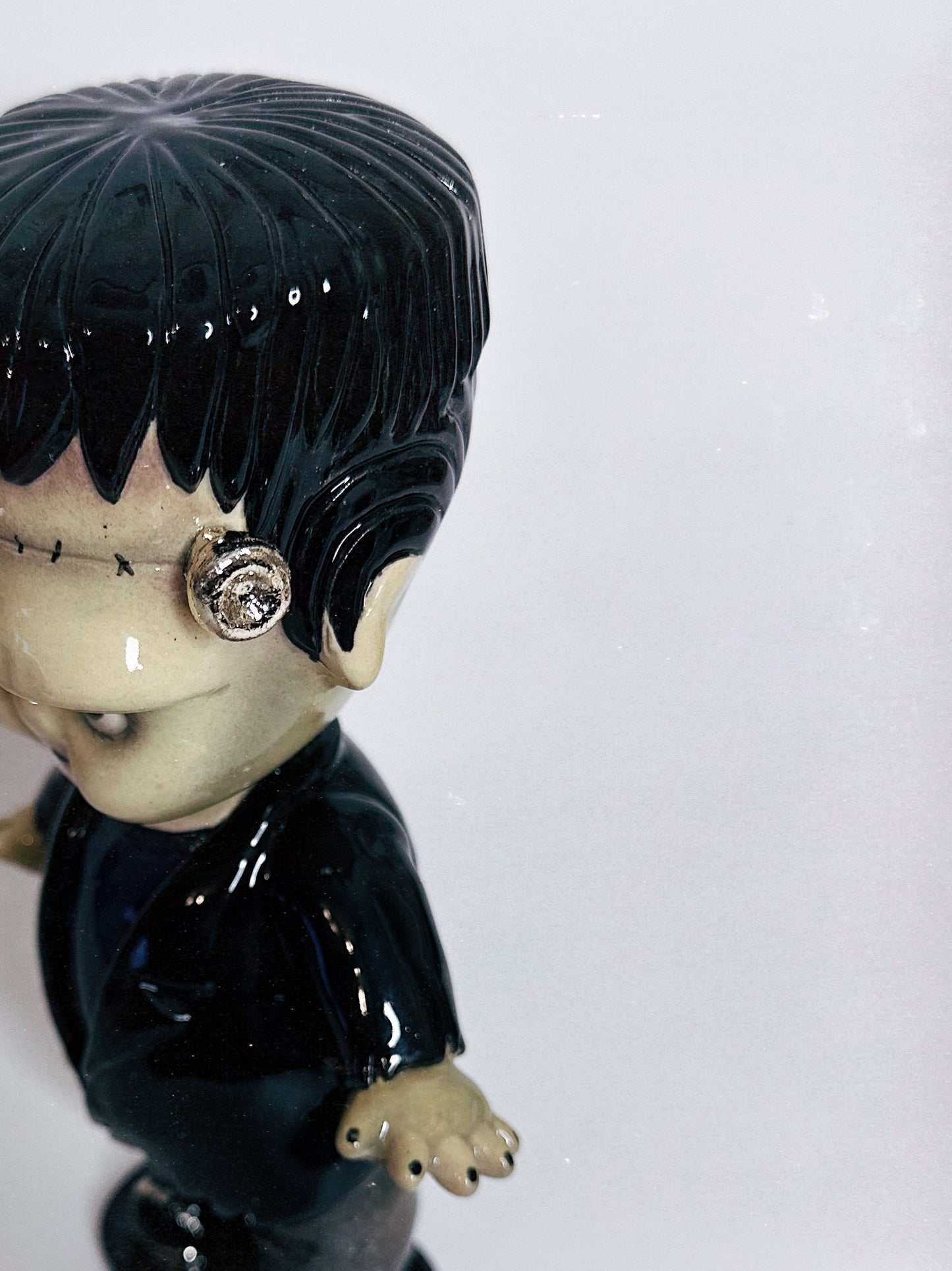 Frankenstein Kewpie Doll Figurine — Glossy Ceramic Sculpture
