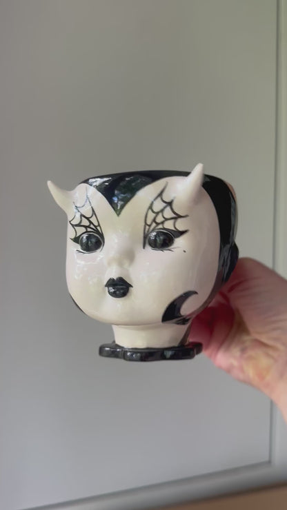 Leopard Demon Doll Mug — Gothic Ceramic Cup